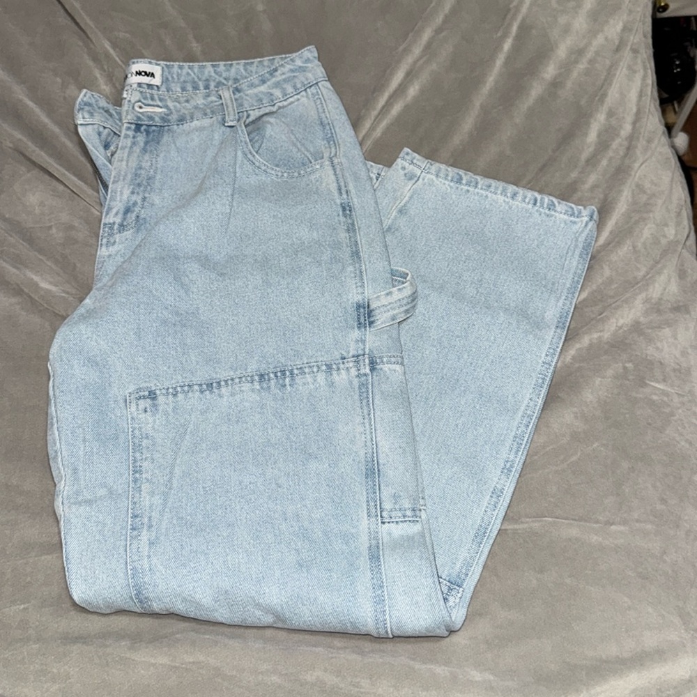 FASHION NOVA Wide Leg Denim Jeans - Light Blue
